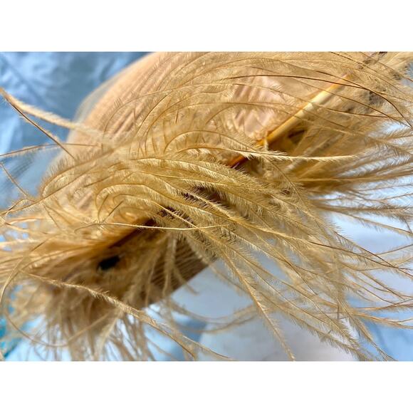 Luci Ames Handcraft Tan Wicker Hat w Ostrich Hat - Picture 9 of 13